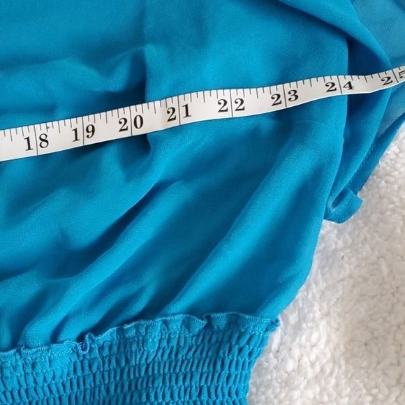 LANE BRYANT aquamarine sheer cold shoulder… - Picture 8 of 8